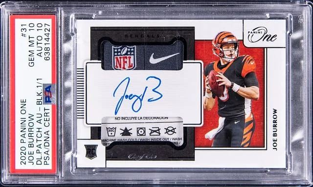 2020 Panini Joe Burrow One Dual Patch Autograph Black #31 card image