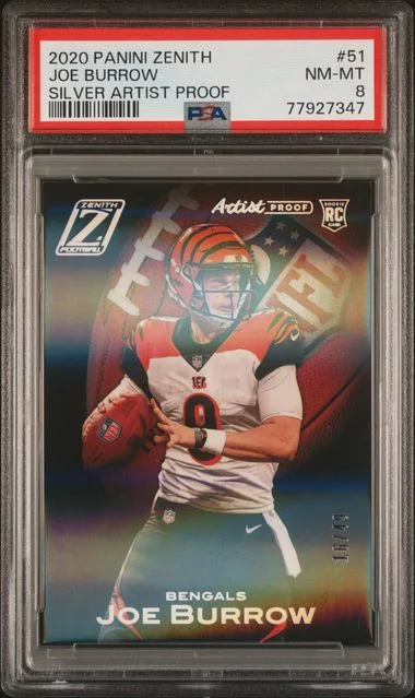 2020 Panini Joe Burrow Zenith Silver Artist Proof #51 card image