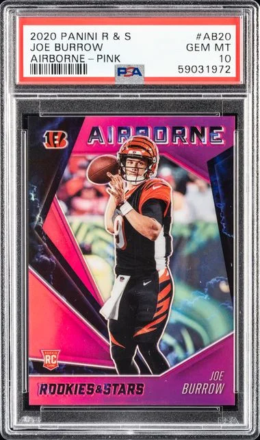 2020 Panini Joe Burrow Rookies & Stars Airborne Pink #AB20 card image