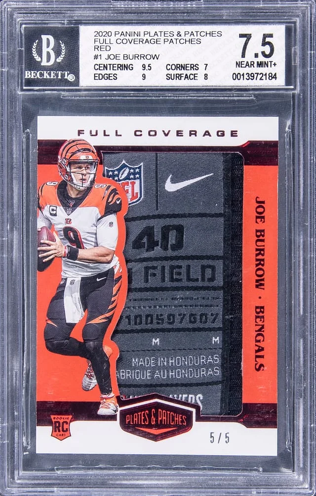 2020 Panini Joe Burrow Plates & Patches Full Coverage Patches Red #FC-1 card image