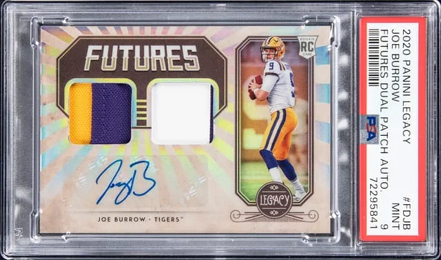2020 Panini Joe Burrow Legacy Futures Dual Patch Autograph #FDJB card image
