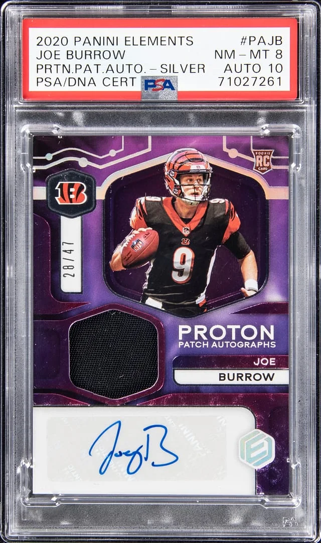 2020 Panini Joe Burrow Elements Proton Patch Autographs Silver #PA-JB card image