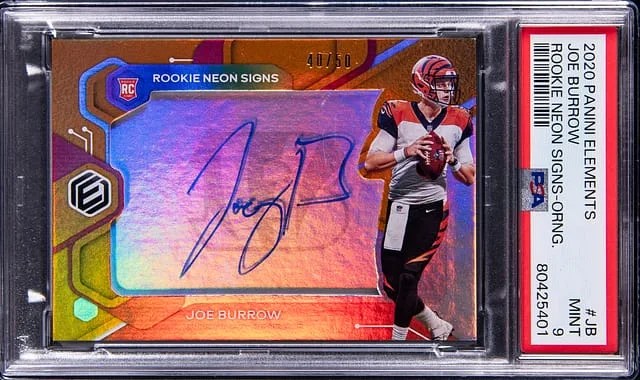 2020 Panini Joe Burrow Elements Neon Signs Blue #RNS-JB card image