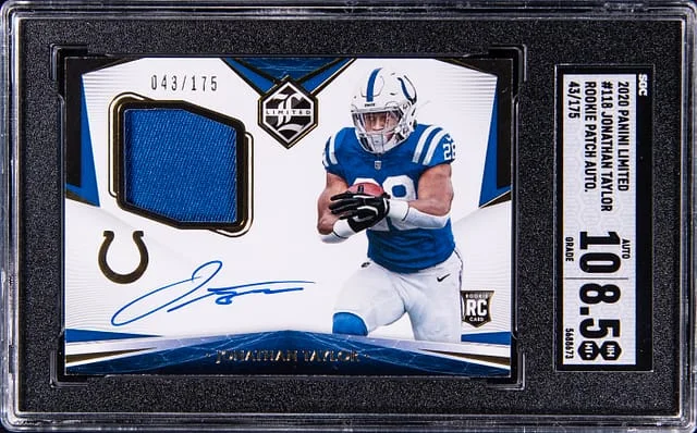 2020 Panini Jonathan Taylor Limited Patch Autographs #118 card image