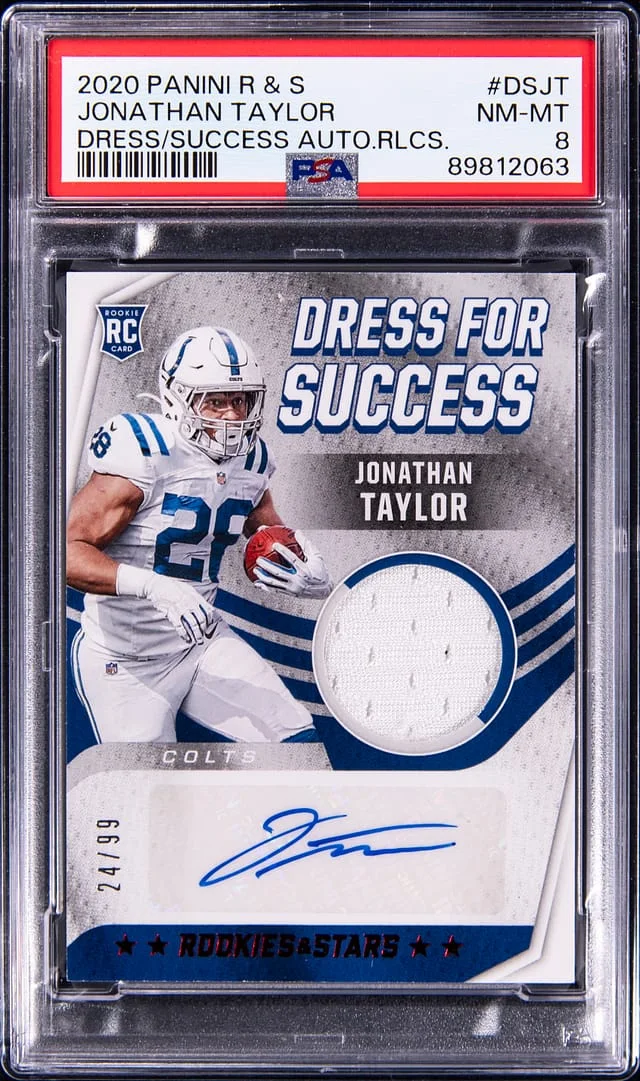 2020 Panini Jonathan Taylor Rookies & Stars Dress for Success Autograph Relic #DS-JT card image
