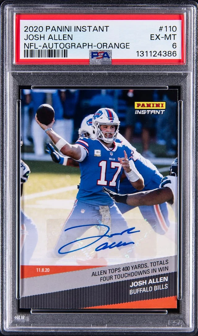 2020 Panini Josh Allen Instant NFL Autograph Orange #110 card image