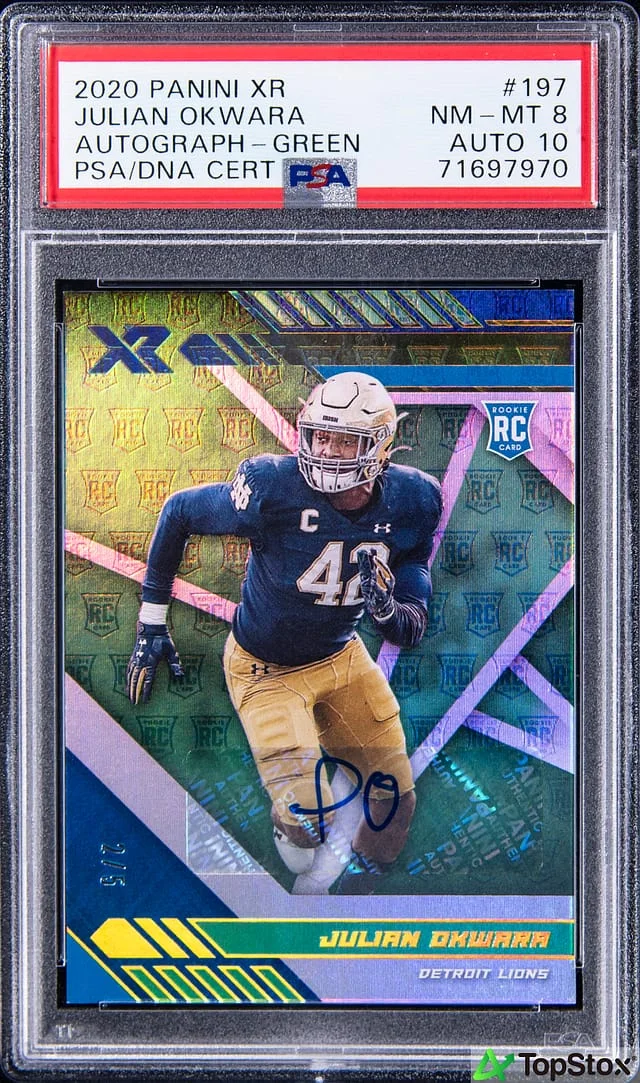 2020 Panini Julian Okwara XR Autograph Green #197 card image