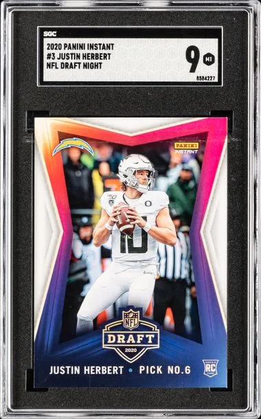 2020 Panini Justin Herbert (/1389) Instant NFL Draft Night #3 card image