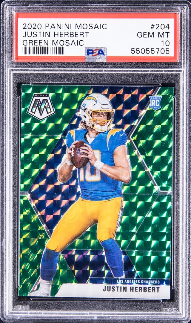 2020 Panini Justin Herbert Mosiac Green Mosaic #204 card image