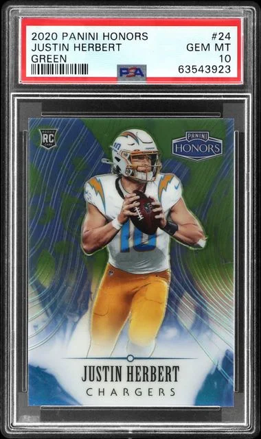 2020 Panini Justin Herbert Honors Green #24 card image