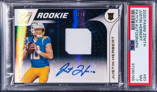 2020 Panini Justin Herbert Zenith Patch Autograph (RPA) #83 card image