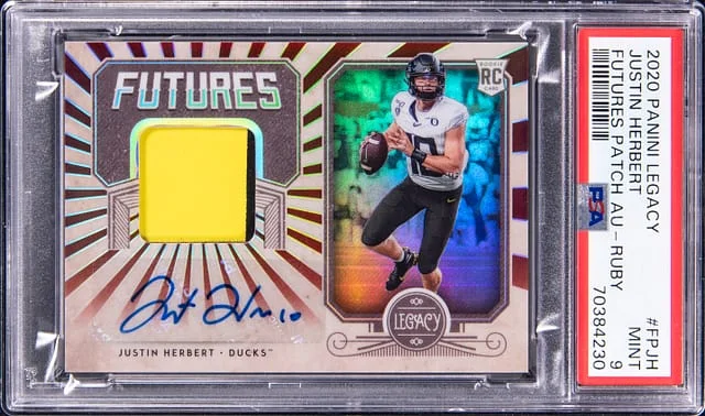 2020 Panini Justin Herbert Legacy Futures Patch Autograph Ruby #FP-JH card image