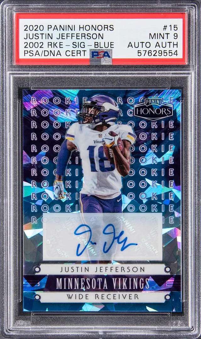 2020 Panini Justin Jefferson Honors 2002 Rookies Signatures Green #15 card image