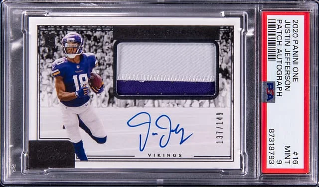 2020 Panini Justin Jefferson One Patch Autograph #16 card image