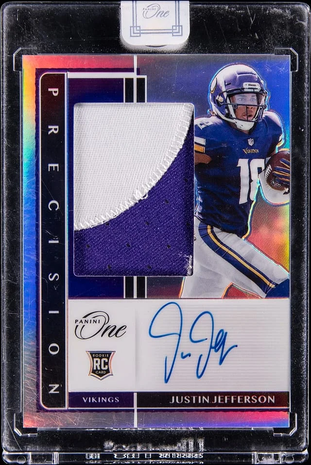 2020 Panini Justin Jefferson One Precision Patch Autograph (RPA) #316 card image