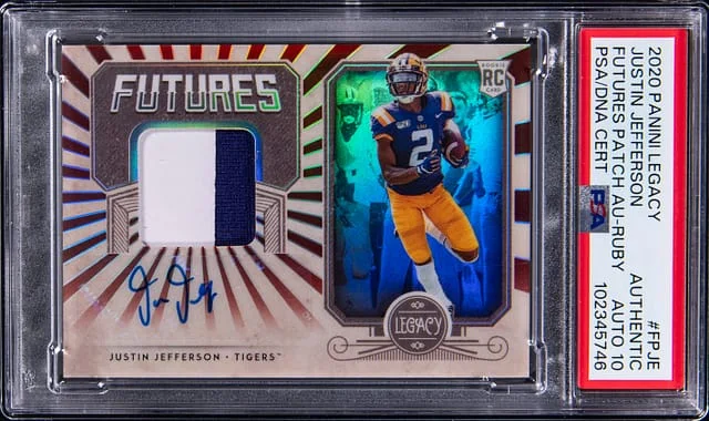 2020 Panini Justin Jefferson Legacy Futures Patch Autograph Ruby #FP-JE card image