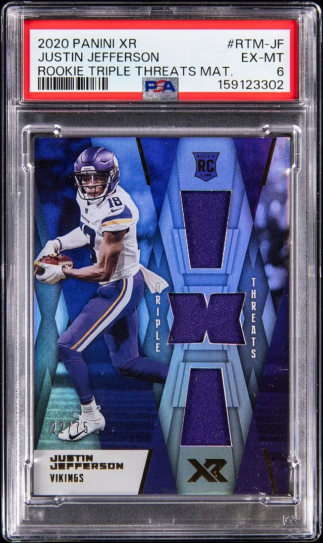 2020 Panini Justin Jefferson XR Triple Threats Materials #RTM-JF card image