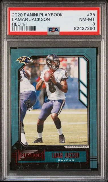 2020 Panini Lamar Jackson Playbook Red #35 card image