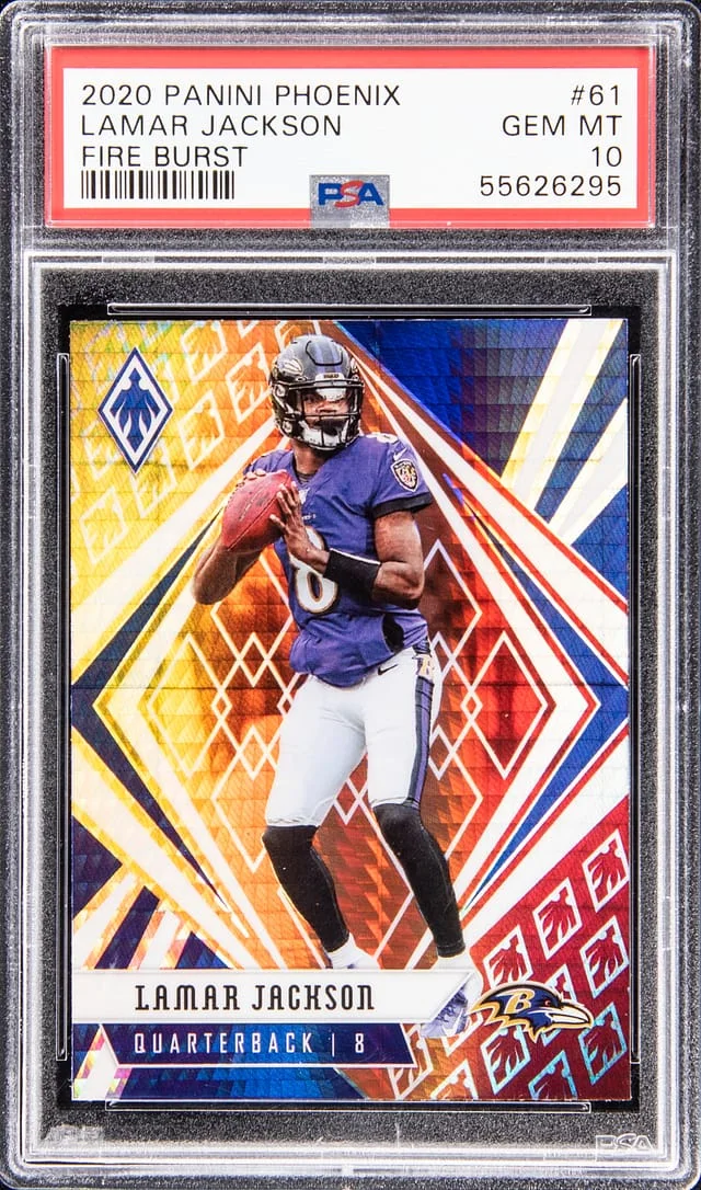 2020 Panini Lamar Jackson Phoenix Fire Burst #61 card image