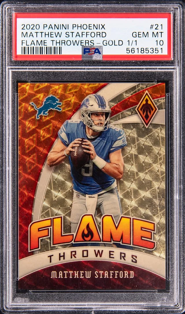 2020 Panini Matthew Stafford Phoenix Flame Throwers Gold #21 card image