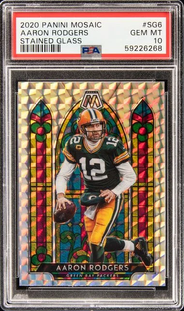 2020 Panini Mosaic Aaron Rodgers Stained Glass #SG6 card image