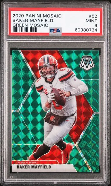 2020 Panini Mosaic Baker Mayfield Green Mosaic #52 card image