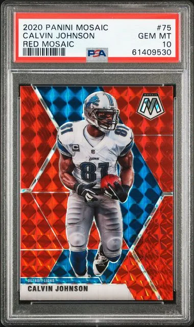 2020 Panini Mosaic Calvin Johnson Green Mosaic #75 card image