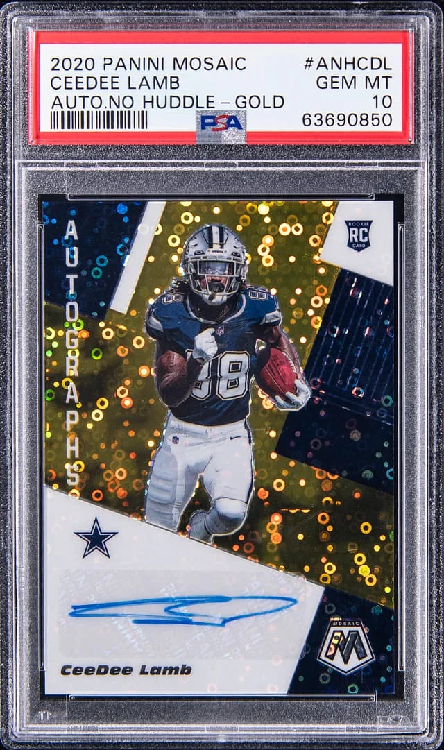 2020 Panini Mosaic CeeDee Lamb Autographs No Huddle Gold Prizm #ANH-CDL card image