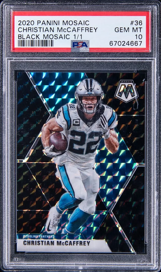 2020 Panini Mosaic Christian McCaffrey Black Mosaic #36 card image
