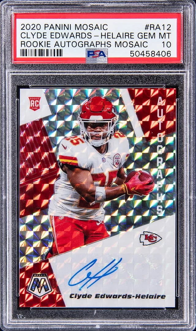2020 Panini Mosaic Clyde Edwards-Helaire Autographs Mosaic #RA-12 card image