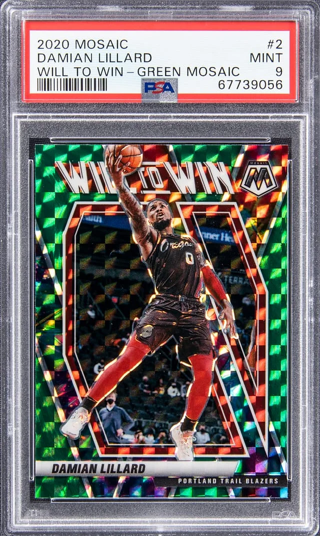 2020 Panini Mosaic Damian Lillard Will To Win Green Mosaic #2 card image