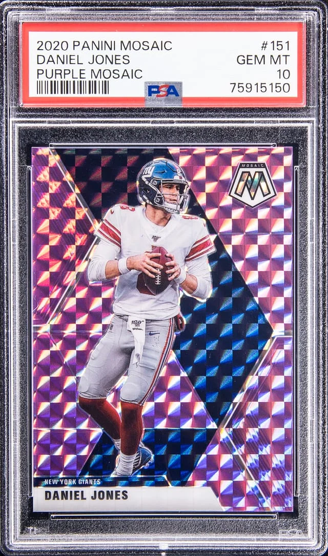 2020 Panini Mosaic Daniel Jones Gold Fluorescent #151 card image