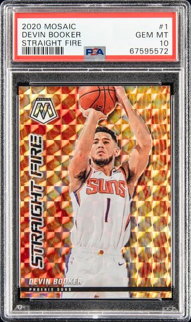2020 Panini Mosaic Devin Booker Straight Fire #1 card image