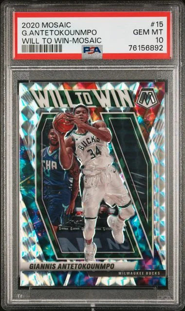 2020 Panini Mosaic Giannis Antetokounmpo Will To Win #15 card image
