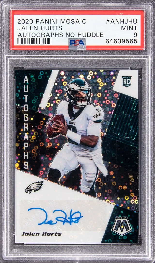2020 Panini Mosaic Jalen Hurts Autographs No Huddle #ANH-JHU card image