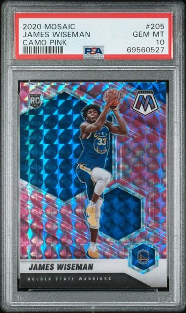 2020 Panini Mosaic James Wiseman Camo Pink #205 card image