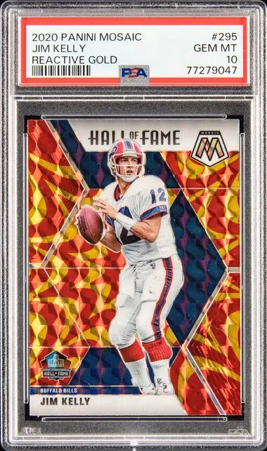 2020 Panini Mosaic Jim Kelly Reactive Gold #295 card image