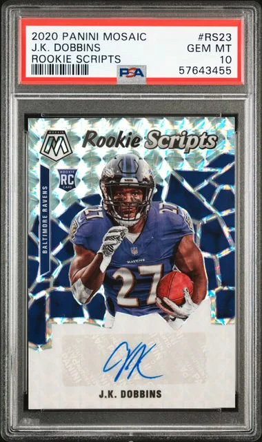 2020 Panini Mosaic J.K. Dobbins Scripts #RS23 card image