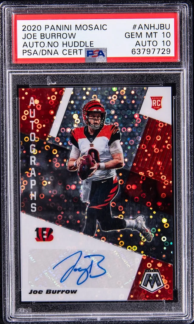 2020 Panini Mosaic Joe Burrow Autographs No Huddle #ANH-JBU card image