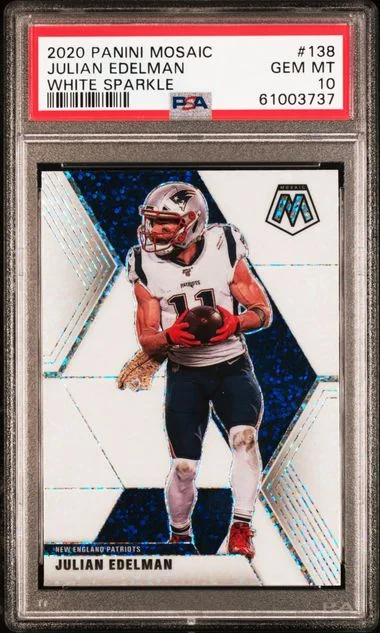 2020 Panini Mosaic Julian Edelman White Sparkle #138 card image