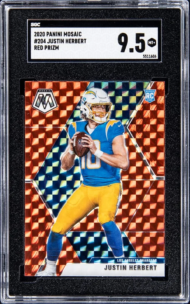2020 Panini Mosaic Justin Herbert Reactive Orange #204 card image