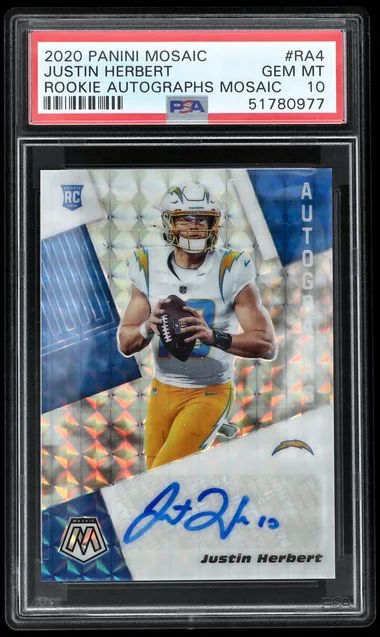 2020 Panini Mosaic Justin Herbert Autographs Mosaic #RA4 card image