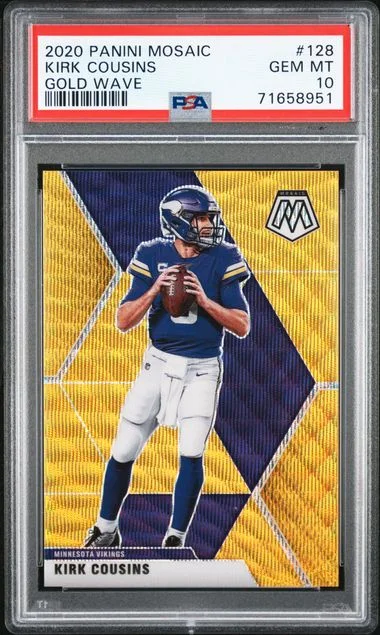 2020 Panini Mosaic Kirk Cousins Gold Wave #128 card image