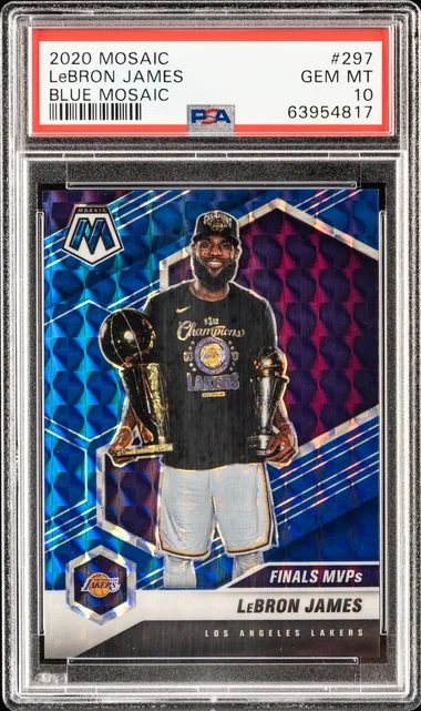 2020 Panini Mosaic LeBron James Blue Mosaic #297 card image