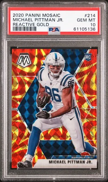 2020 Panini Mosaic Michael Pittman Jr. Reactive Gold #214 card image
