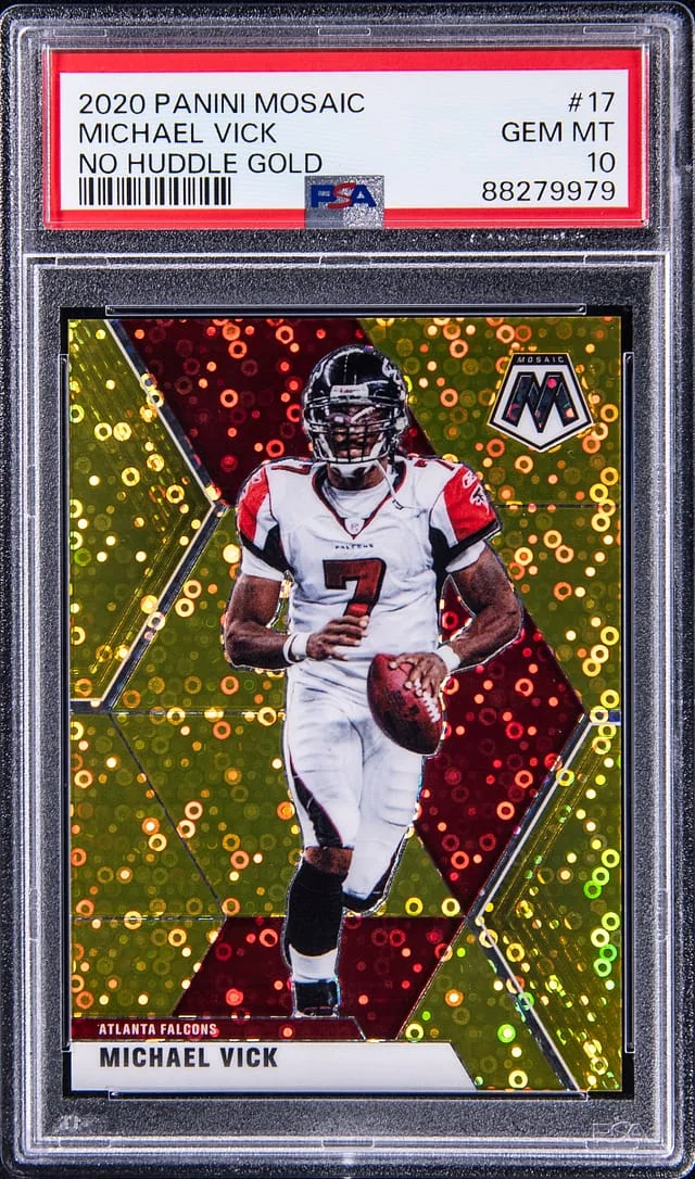 2020 Panini Mosaic Michael Vick No Huddle Gold #17 card image