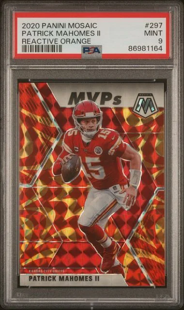 2020 Panini Mosaic Patrick Mahomes II Reactive Orange #297 card image