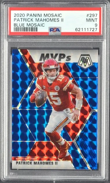 2020 Panini Mosaic Patrick Mahomes II -Jersey Number Blue Mosaic #297 card image
