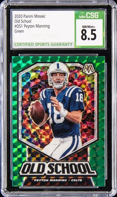 2020 Panini Mosaic Peyton Manning Old School Green Mosaic #OS1 card image
