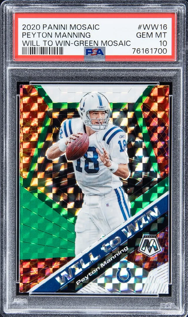 2020 Panini Mosaic Peyton Manning Will To Win - Green Mosaic #WW16 card image